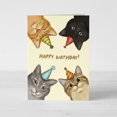 Tarjeta de Cumpleaños con diseño de cuatro Gatitos Happy Birthday!