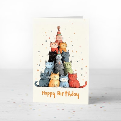 Tarjeta de cumpleaños de gatos Happy Birthday