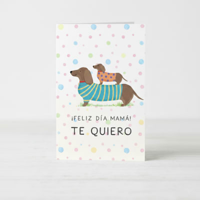 Tarjeta día de la madre diseño de perro salchicha
