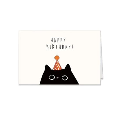 Tarjeta de cumpleaños de gato negro