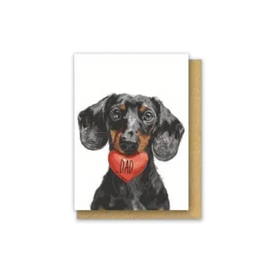 Tarjeta por el día del padre perro salchicha