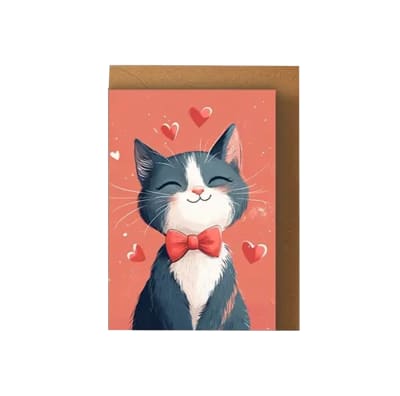 Tarjeta de San Valentin gatito gris modelo 06