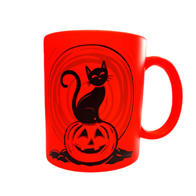 Tazón Halloween naranjo fluor Whee Cat Lover