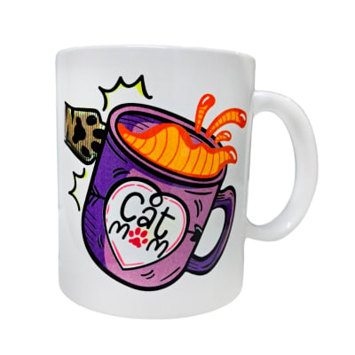 Tazón blanco Whee Cat Mom Cup (Para toda mamá petlover)