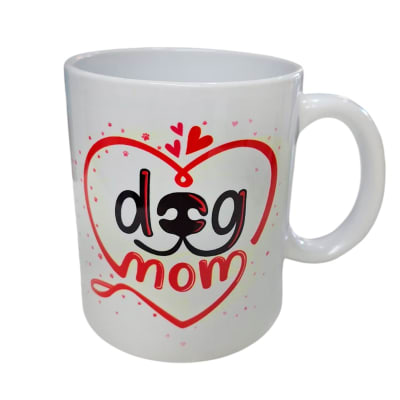 Tazón blanco Whee Dog Mom Corazones (Para toda mamá petlover)