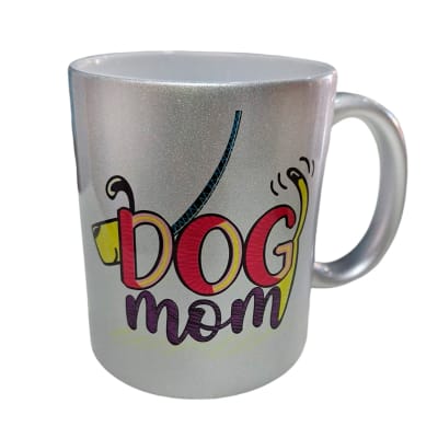 Tazón plateado Dog Mom Silueta de Whee (Para toda mamá petlover)