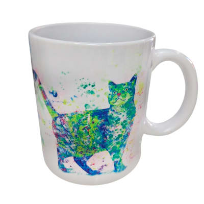 Tazón blanco Whee Cat Lover Gato Mirando