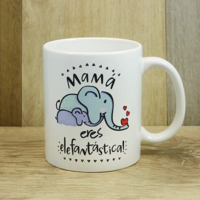 Tazón blanco Whee Día de la madre Elefantástica