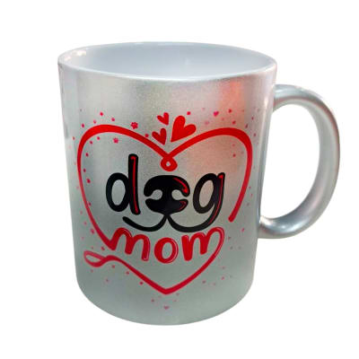 Tazón plateado Dog Mom Corazones de Whee (Para toda mamá petlover)