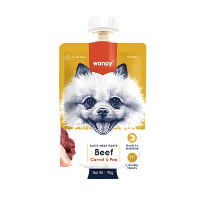 Snack húmedo para perro Wanpy Tasty Meat Paste Beef, Carrot & Pea