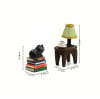 Adorno de resina de gatito decorativo con libros, café y mesita de noche 3