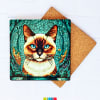 Posavasos de gato siamese estilo vitral (1 Unidad) 0