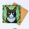 Posavasos de gato tuxedo estilo vitral (1 Unidad) 0