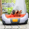 GiGwi Cama Redonda Naranja/Gris para perro o gato 2