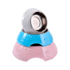 Mascan Plato Huellitas Rosado de melamina con acero inoxidable 2