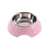 Mascan Plato Huellitas Rosado de melamina con acero inoxidable 0
