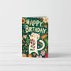 Tarjeta de Cumpleaños con diseño de gatito feliz con flores ¨Happy Birthday¨ 0