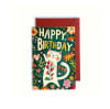Tarjeta de Cumpleaños con diseño de gatito feliz con flores ¨Happy Birthday¨ 4