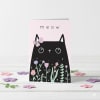 Tarjeta con diseño de gatito negro saludando ¨Meow¨ 2