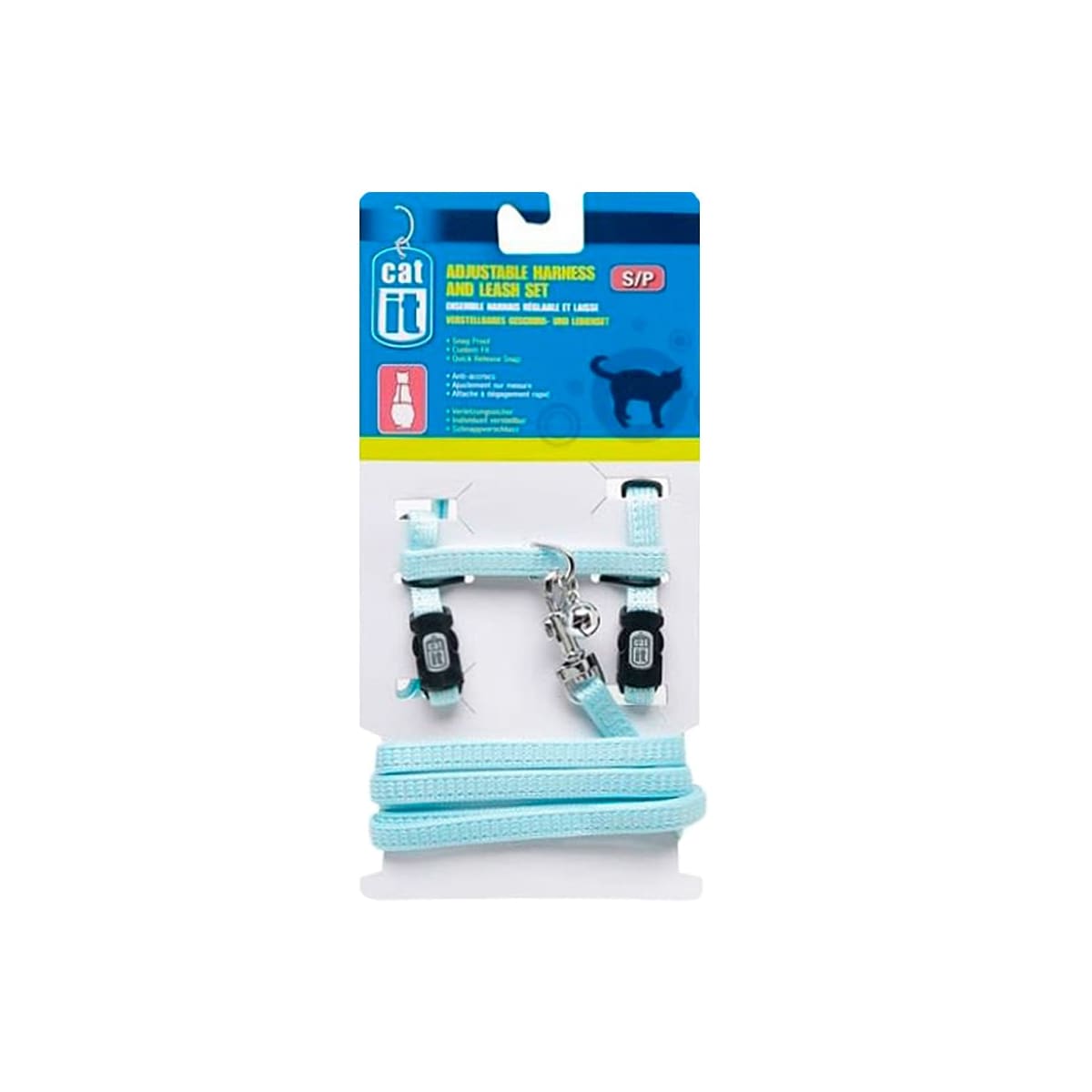 Arnés Catit con correa para gato color celeste2