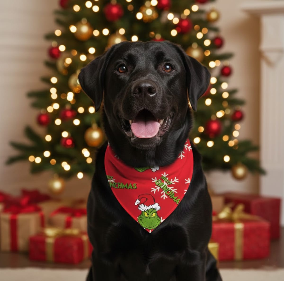 Bandana Navideña para perro Merry GrinchMass rojo2