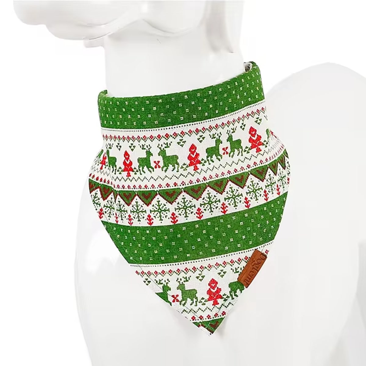 Bandana navideña para mascotas diseño de renos verdes 1