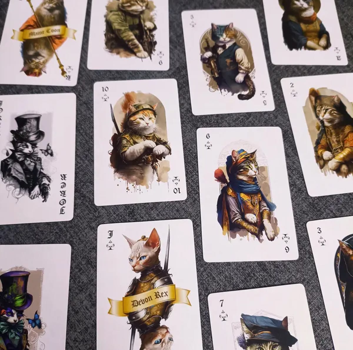 Juego de cartas con diseño de gatos ilustrados Dark5