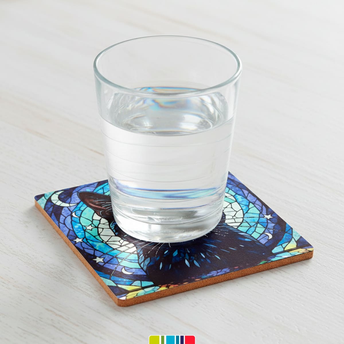 Posavasos de gato negro estilo vitral (1 Unidad)2