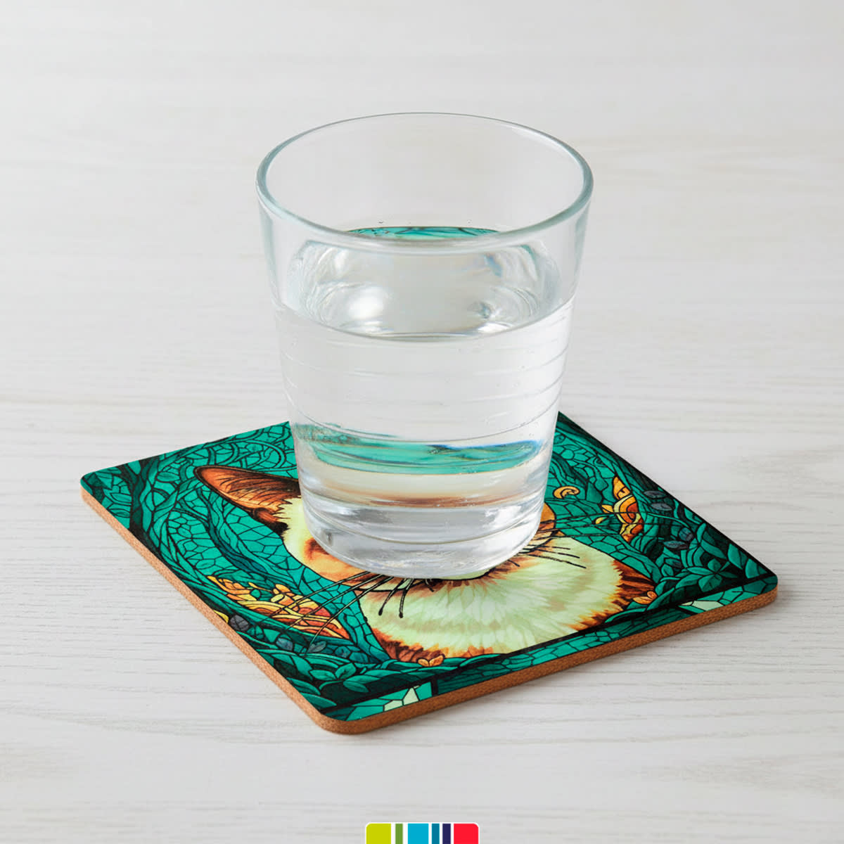 Posavasos de gato siamese estilo vitral (1 Unidad)2