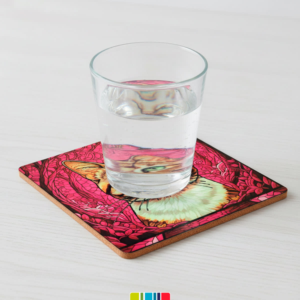 Posavasos de gato taby estilo vitral (1 Unidad)2