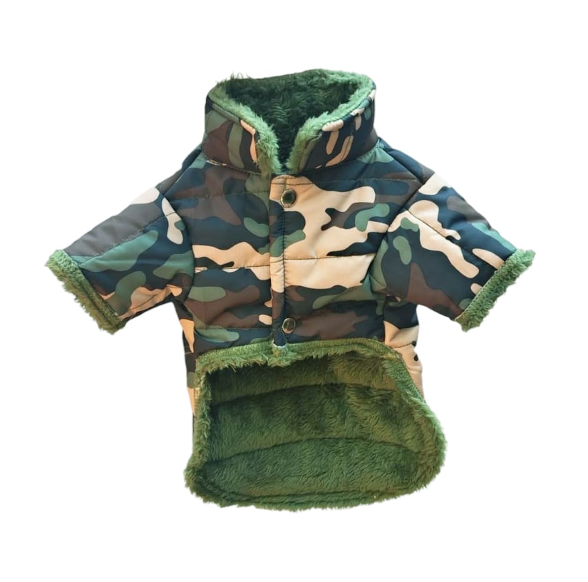 Parka verde con diseño militar para perro2