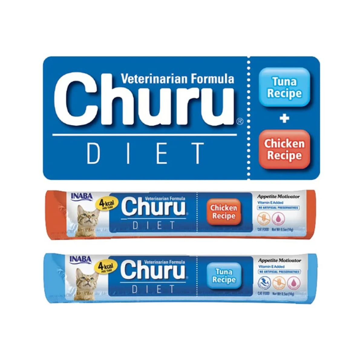 Churu Diet formula veterinaria para gatos sabor atún y sabor pollo Balde2