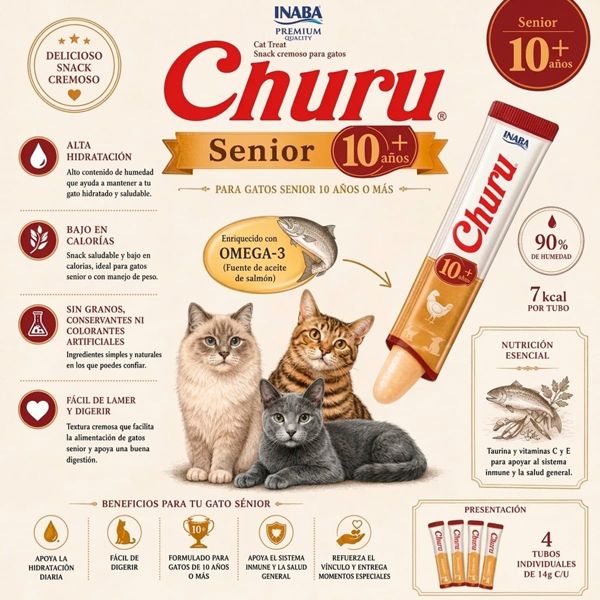 Churu gato senior 10+ sabor atún3