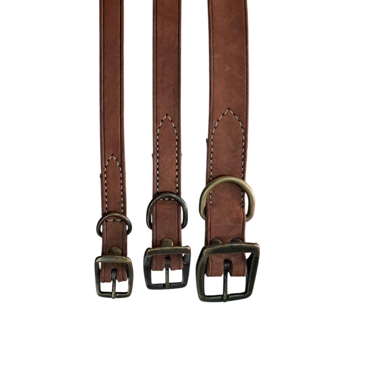 Collar de cuero rústico chocolate para perro Coastal Circle-T3