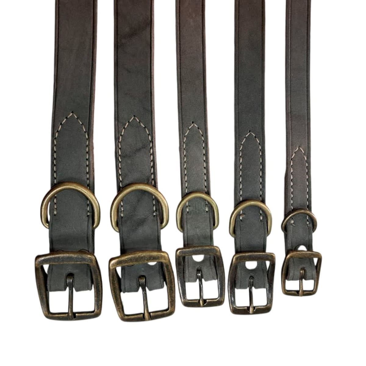 Collar de cuero rústico gris para perro Coastal Circle-T3