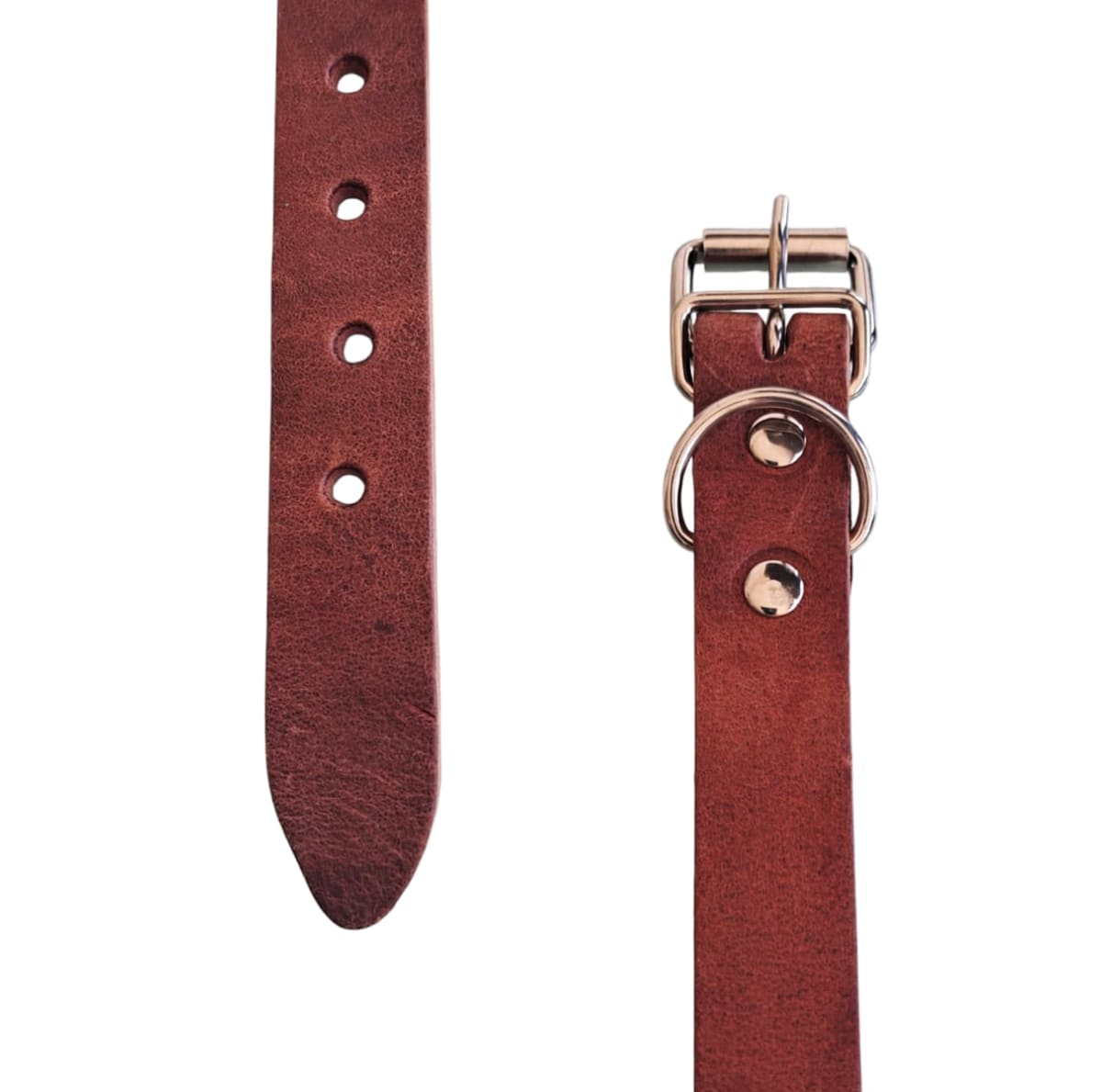 Collar de cuero para perro color café Talla M2