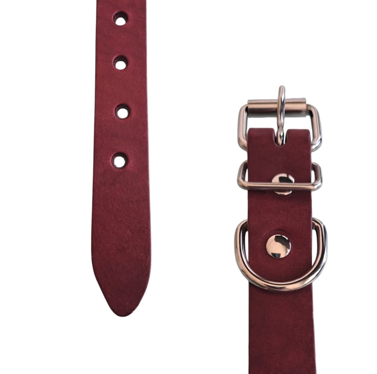 Collar de cuero para perro color tinto Talla M2