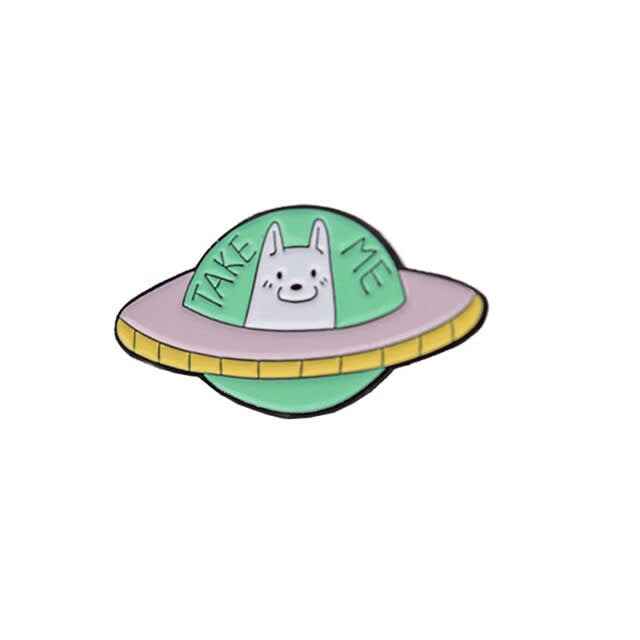 Pin esmaltado diseño de perrito en nave alien Take Me 1