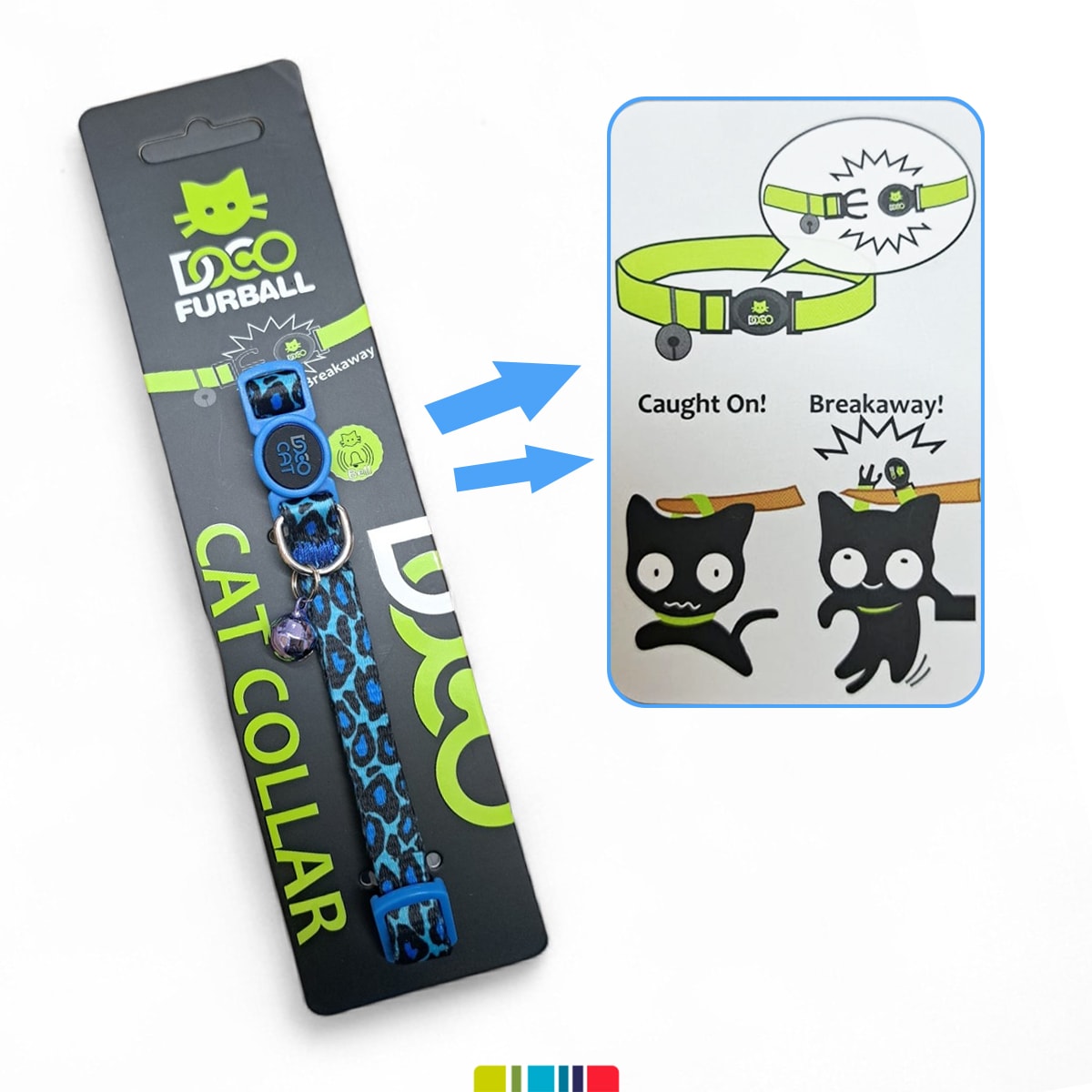 Doco collar para gato diseño animal print leopardo azul3