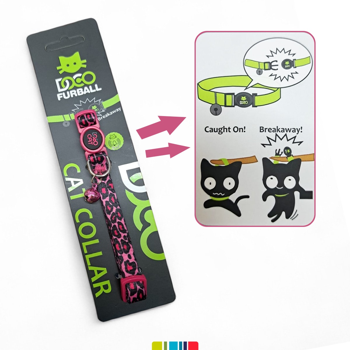 Doco collar para gato diseño animal print leopardo rosado3