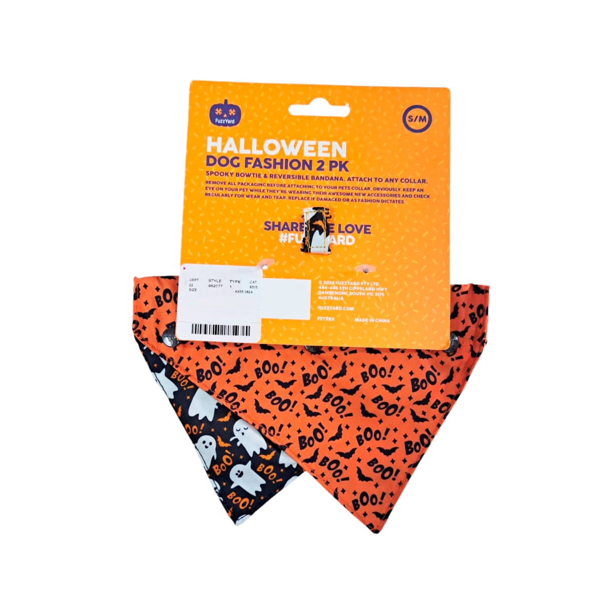 FuzzYard Bandana con corbatín Halloween Fantasmitas Boo2
