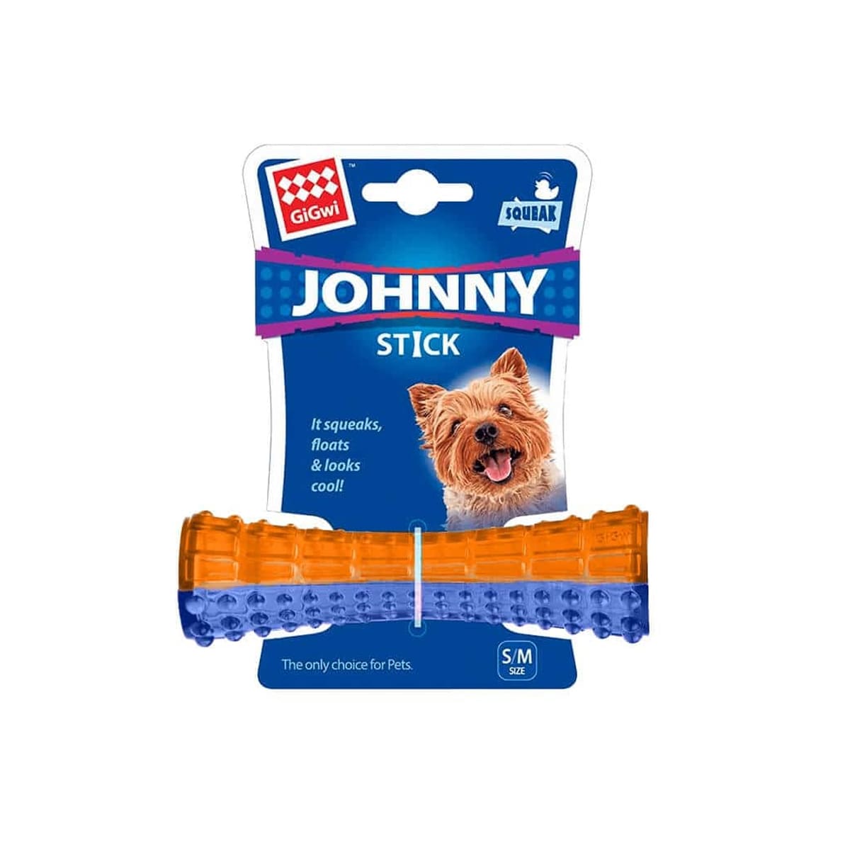 GiGwi Johnny Stick Squeaker azul/naranjo transparente 2
