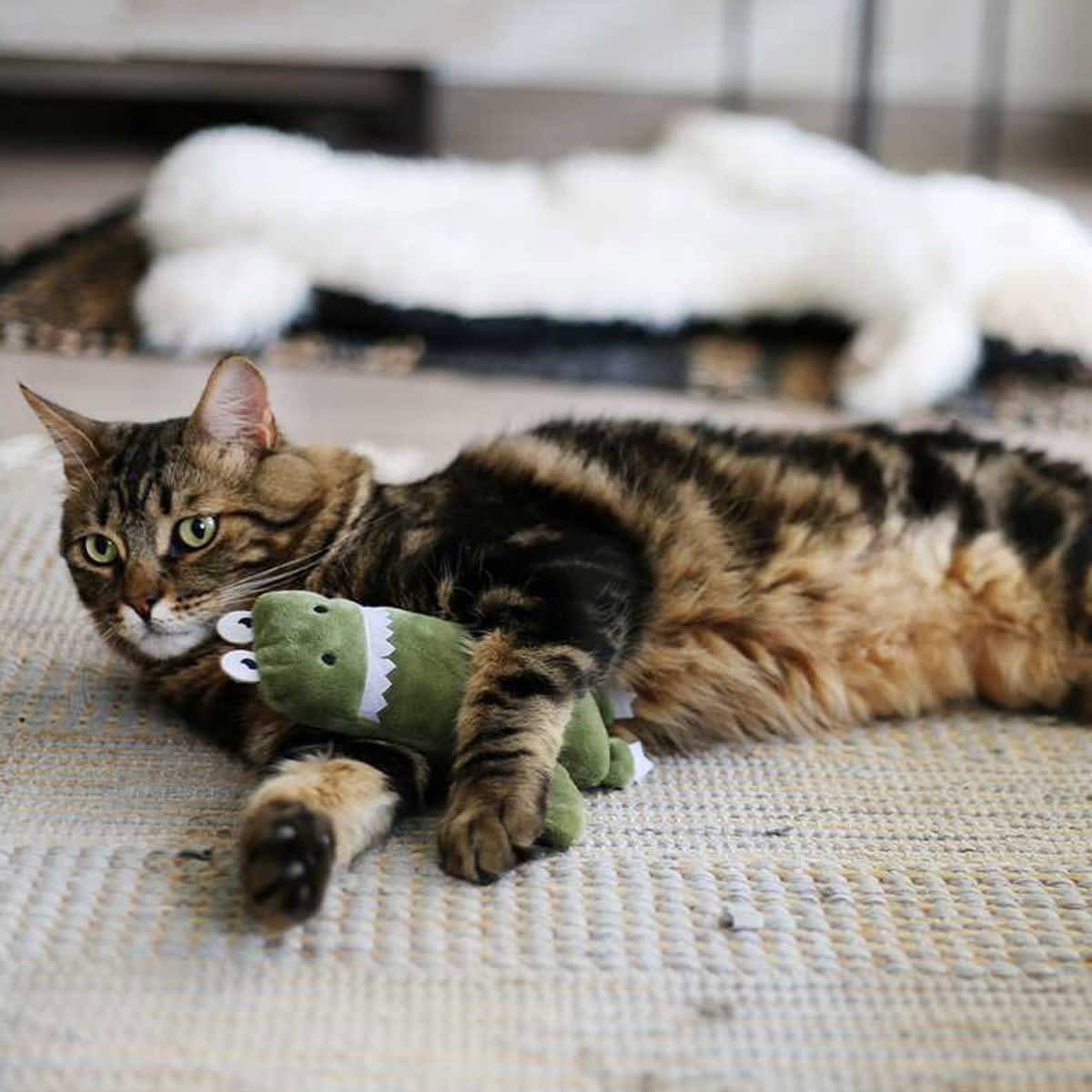 Juguete BRNX Cat Maxi Toy dinosaurio verde con catnip1