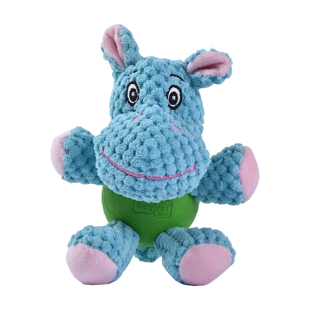 Juguete Mascan peluche plush con pelota hipopótamo para perros 1