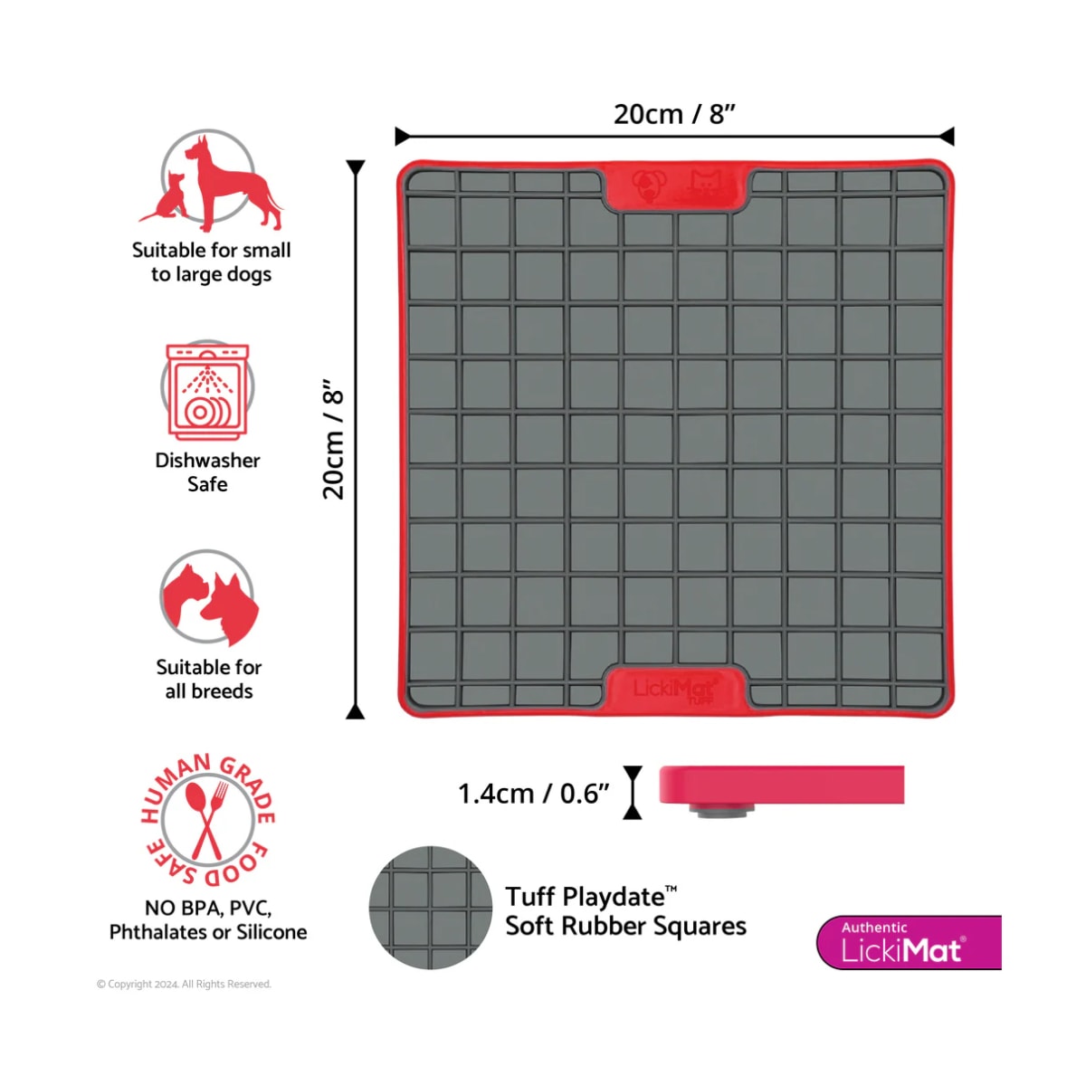 LickiMat Playdate Tuff Red para perros color rojo3