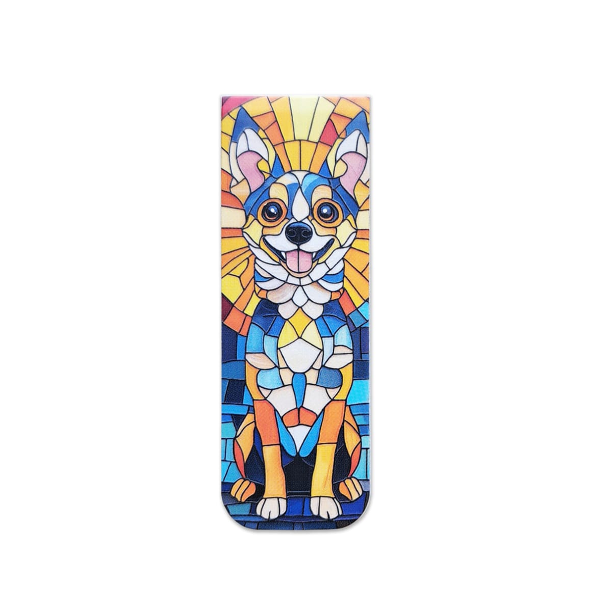 Marcador de libro magnético con diseño de perro chihuahua estilo mosaico 1