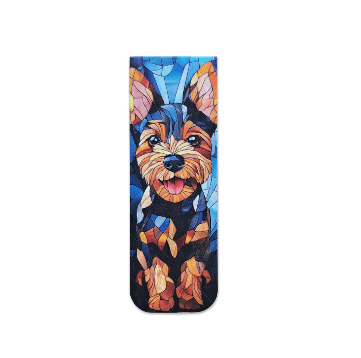 Marcador de libro magnético con diseño de perro Yorkshire estilo mosaico 1