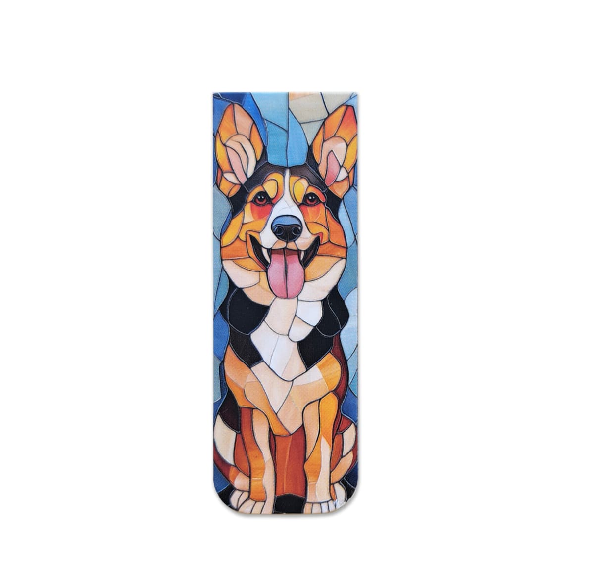 Marcador de libro magnético con diseño de perro pastor alemán estilo mosaico 1