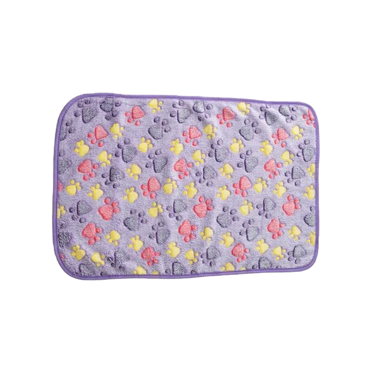 Mantita para mascota diseño morada con patitas de colores (76x52 cm) 1