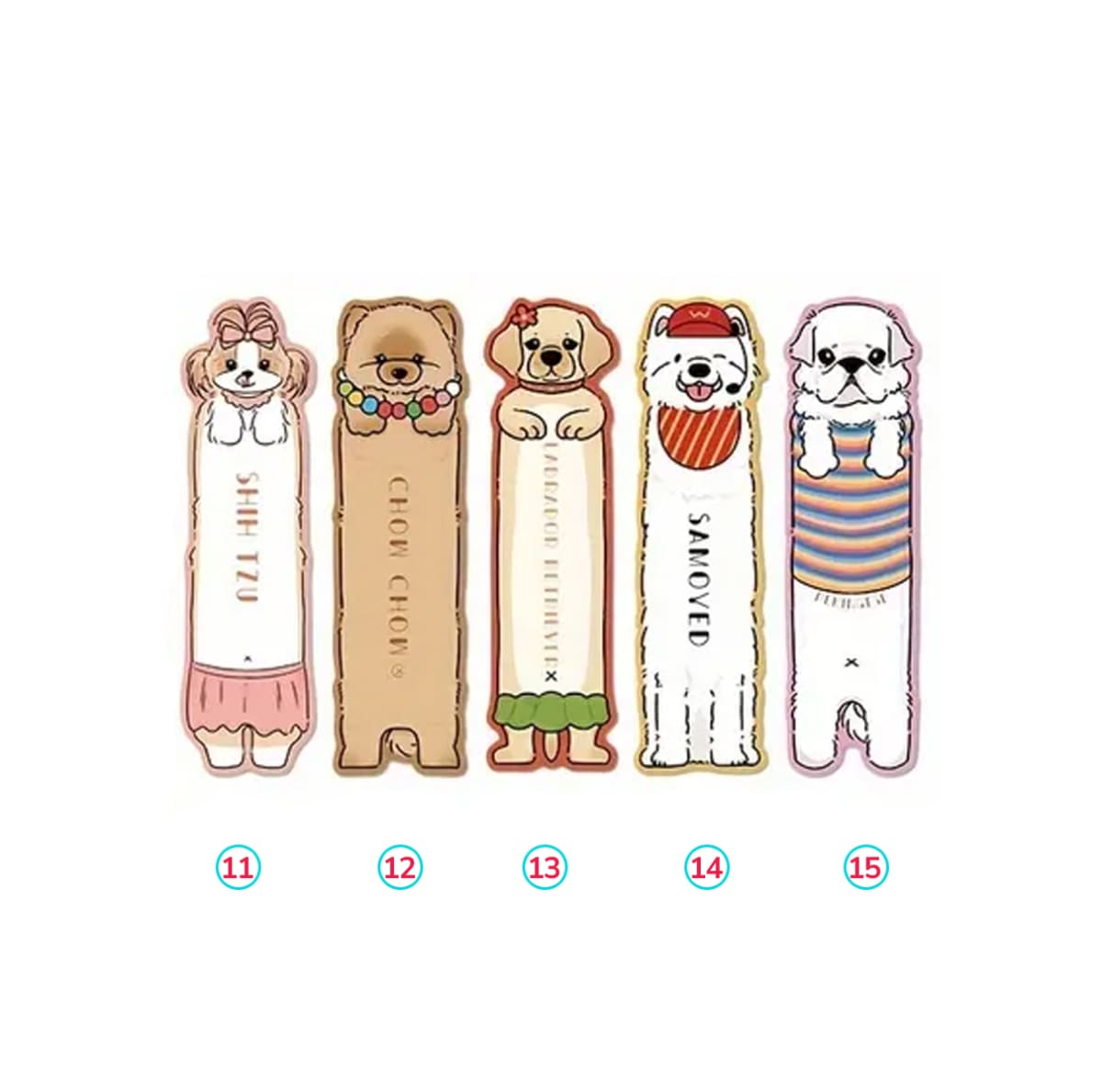Marcador de libro diseño de razas de perro Shih Tzu, Chow Chow, Labrador, Samoyedo, Pekinés 1